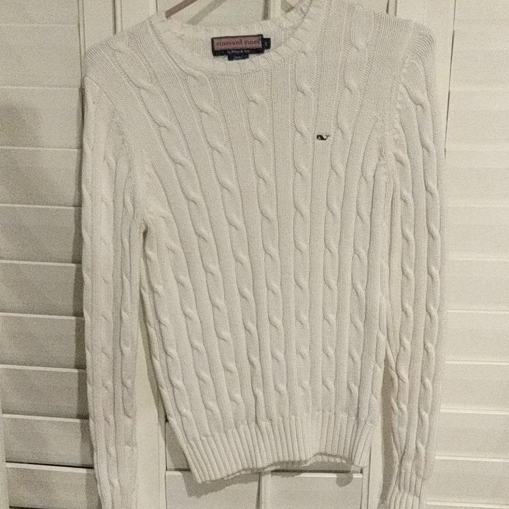 Vineyard Vines White Cable Knit Sweater